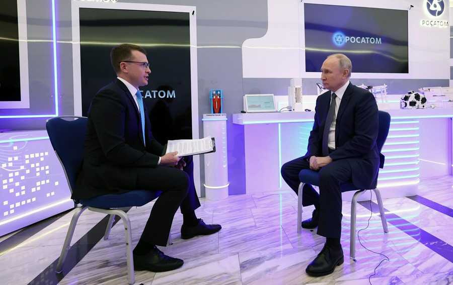 Russian President Putin gives interview in Moscow