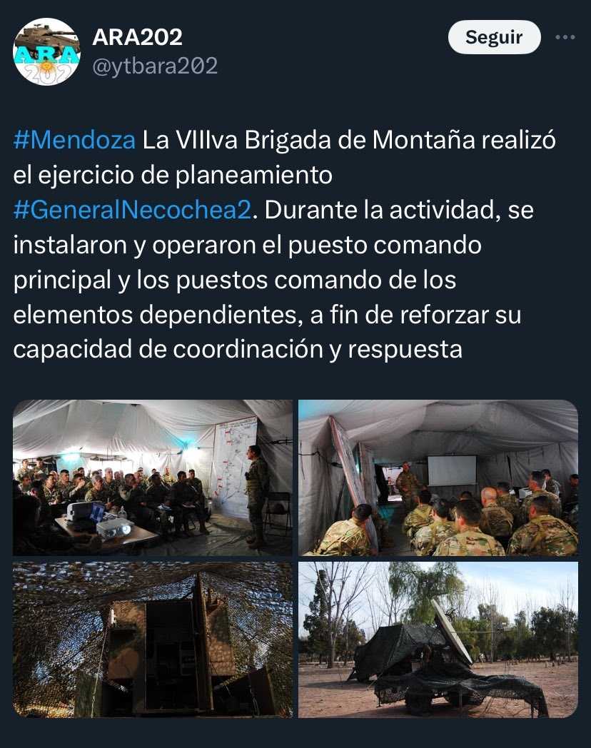Ejercicio militar argentino Neuquén Tuit 2