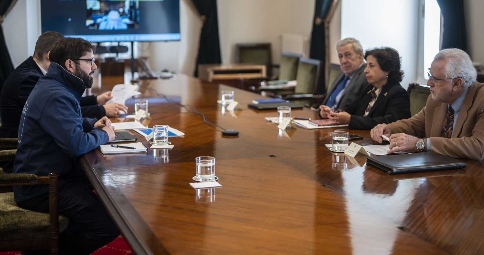 Reunión Pdte. Boric ministros de Minería y RREE y Pdte Codelco