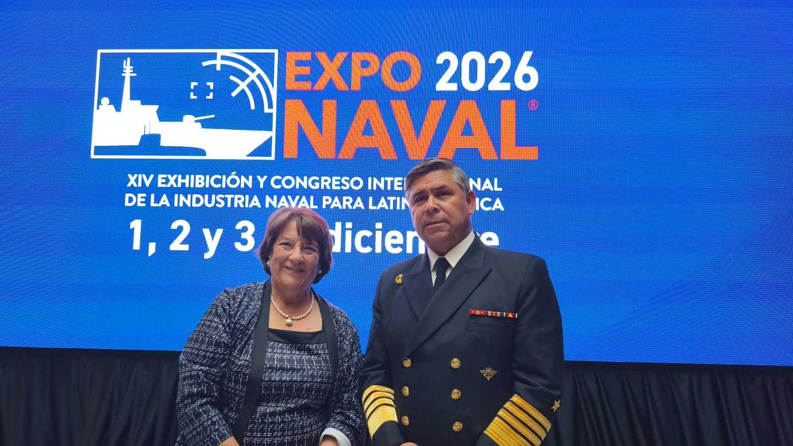 Ministra de Defensa, Adrian Delpiano y Almirante Fernando Cabrera