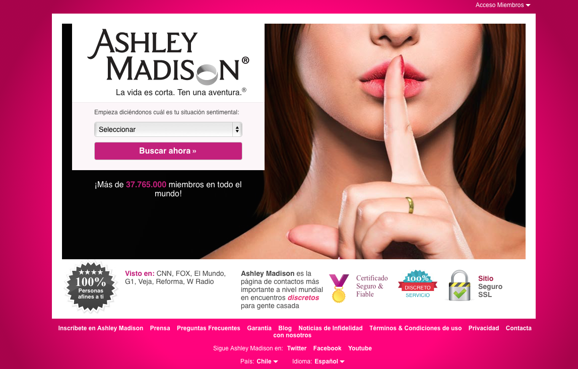 Hackers publican datos de usuarios de AshleyMadison.com