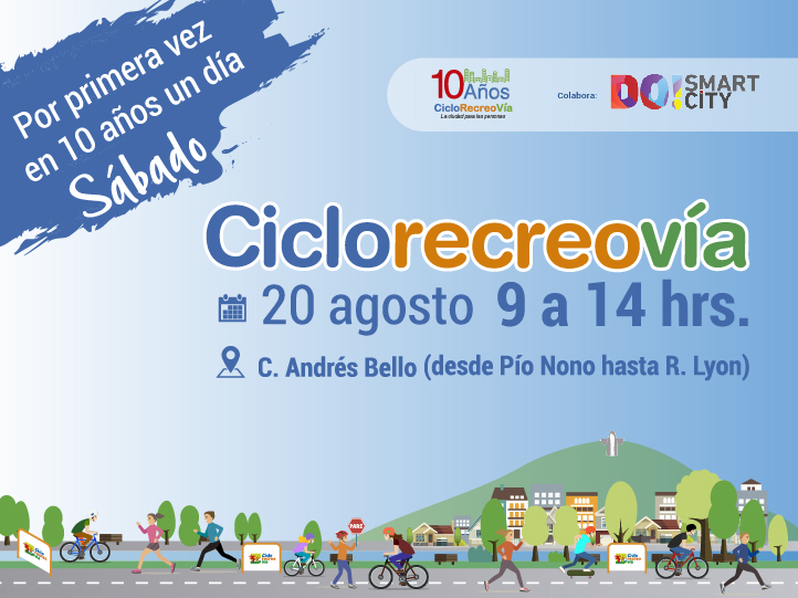 CicloRecreoVía habilitará Costanera Andrés Bello para ciclistas y patinadores este sábado 20 de agosto