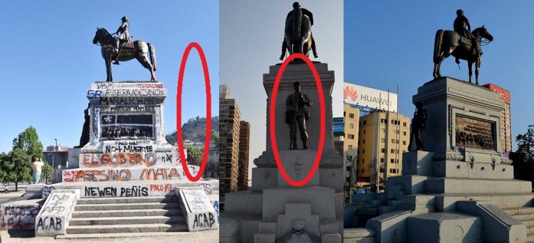 El lado amargo de las protestas: Indignante destrucción del monumento al General Baquedano