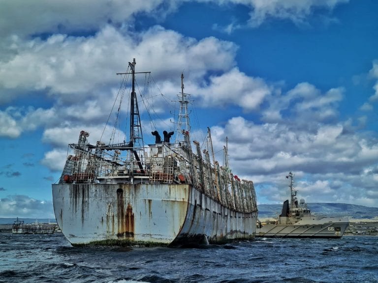 Armada vigila el paso de la destartalada flota pesquera china por el Estrecho de Magallanes: han cruzado 55 barcos