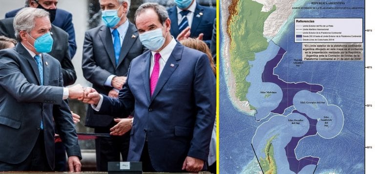 Canciller Allamand insiste en que apoyo a reclamación argentina no se superpone a reclamación de Chile sobre la Antártica, aunque el mapa argentino dice lo contrario y llega al Mar Austral