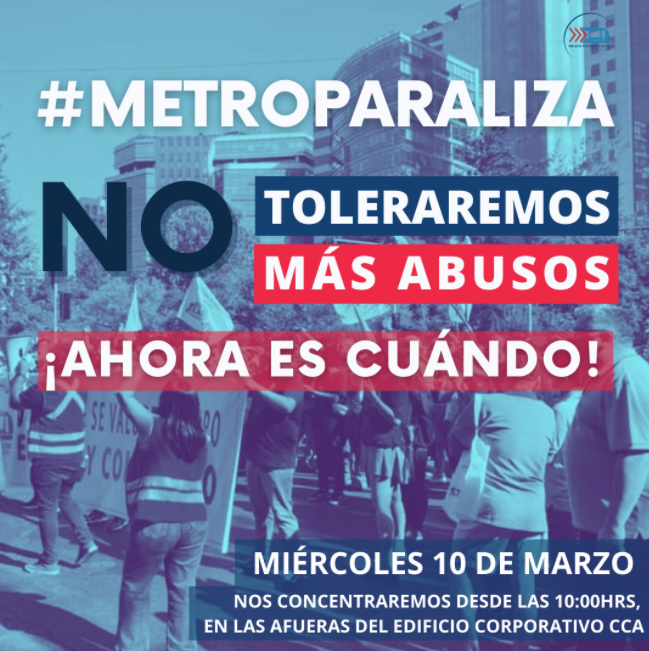 Sindicato de Metro anuncia paro de actividades para este miércoles