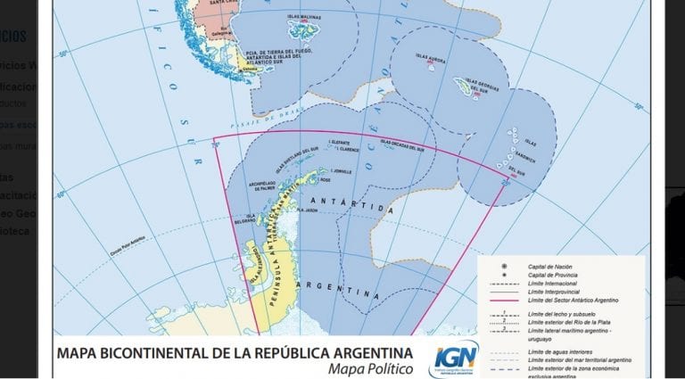 Nuevo mapa oficial argentino incluye zonas chilenas