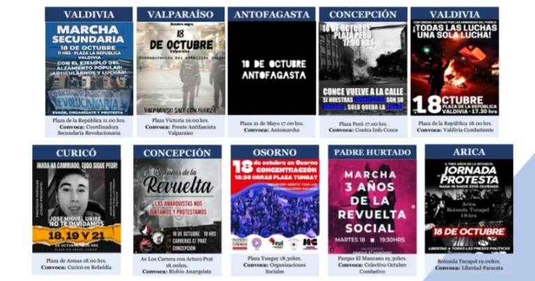 Convocan en todo Chile a manifestaciones para conmemorar el estallido social del 18 de octubre de 2019