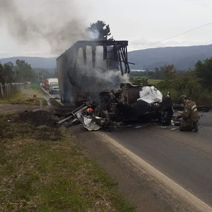 Resistencia Mapuche Lavkenche confirma quema de camión en Peleco “en rechazo a la visita de Gabriel Boric a Wallmapu”