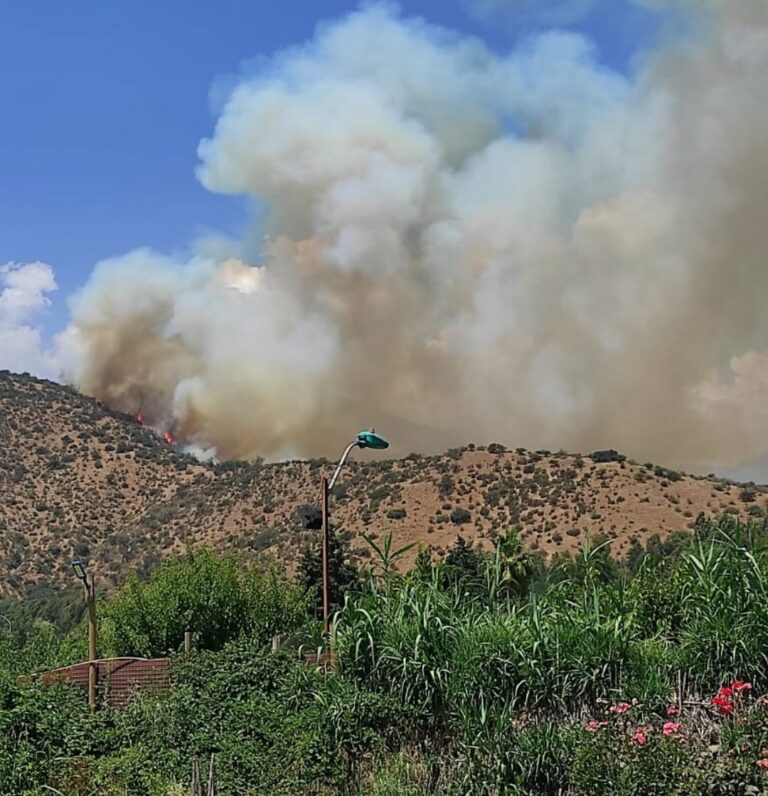 ONEMI declara Alerta Roja para la comuna de Mostazal por incendio forestal en “La Candelaria” que pone en riesgo torres de alta tensión