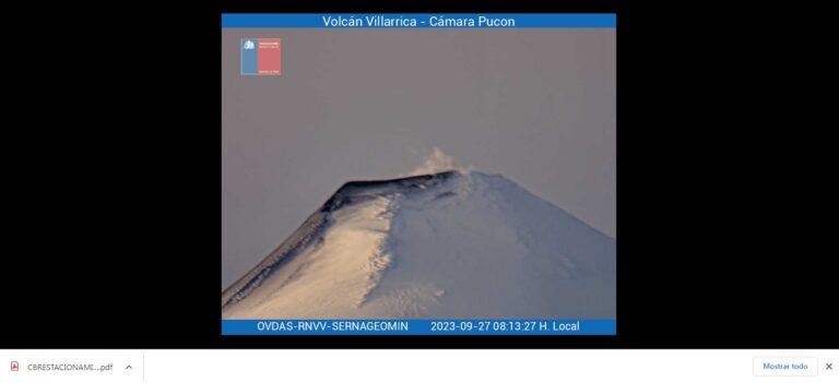 Volcán Villarrica se mantiene actividad y clases suspendidas